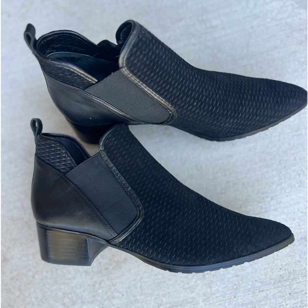 Black leather suede booties soft shoes
